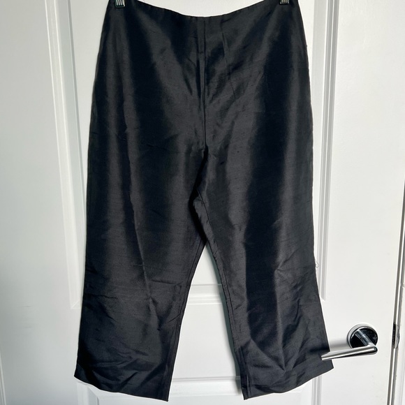 Y2K Era 50’s Style Pure Silk Black Cropped Pants - Picture 4 of 7